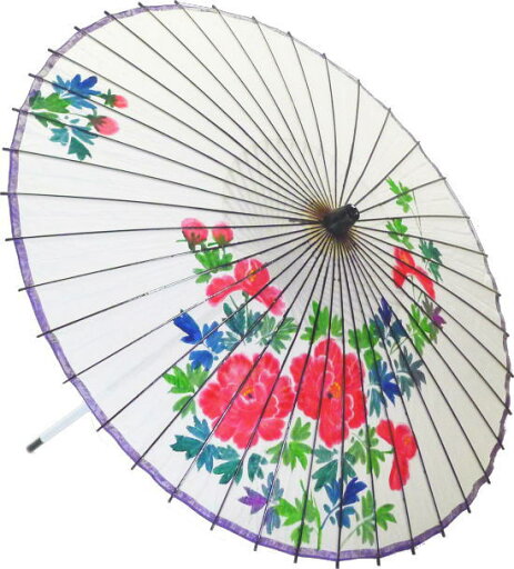 わけあり(色褪せ)絹傘 手描きボタン 白 装飾・文化祭・大道芸・コスプレの小道具としても最適!【舞台・舞傘・撮影・小道具】日本製 国産 和傘 わけあり(色褪せ)絹傘 手描きボタン 白 装飾・文化祭・大道芸・コスプレの小道具としても最適!【舞台・舞傘・撮影・小道具】日本製 国産 和傘