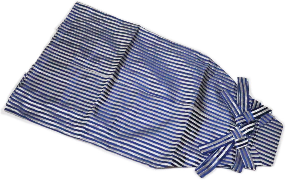 踊り袴・金襴袴　紺銀縞　馬乗り型　2尺3寸 【舞踊袴】舞袴　背板（腰板）付き踊り用 男物　メンズ