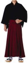 外国銀向けHAKAMAセット HAKAMA・HAKAMASHITA 黒・エンジ M・L 男女兼用 綿(cotton)袴 半着付 袴用着物 袴下 袴下着物