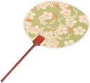 <南の風 草>長柄うちわ(丸枝) 片面 22cm 持ち枝:塗竹【京うちわ】【団扇】【うちわ】踊りうちわ 都うちわ 扇うちわ 日本製