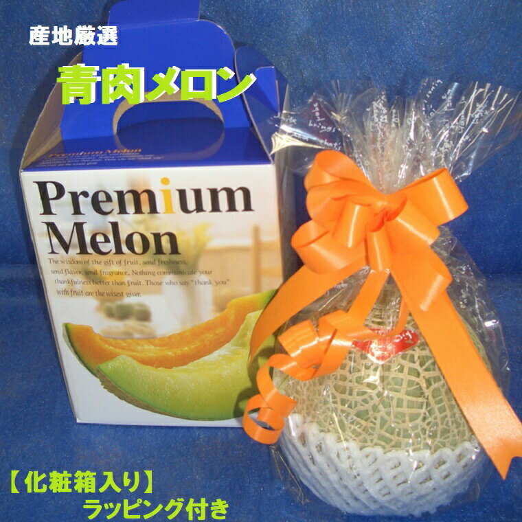★アンデスメロン他　青肉メロン2Lサイズ以上1個化粧箱入り　熊本・茨城・福井県産　可愛くラッピング付き！プレゼントに最適！！旬の時期に旬の産地からお届けいたします。
