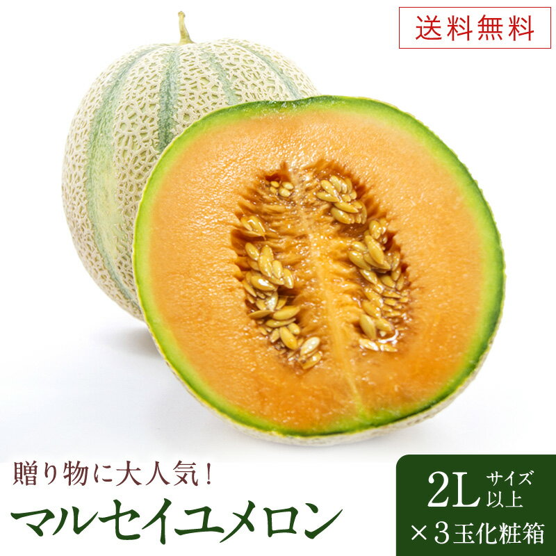 送料無料　赤肉メロン　国産厳選産地　福井産他　マルセイユメロン【花咲紅姫メロン他】2Lサイズ以上　3玉化粧箱ギフト・父の日・贈り物のサムネイル