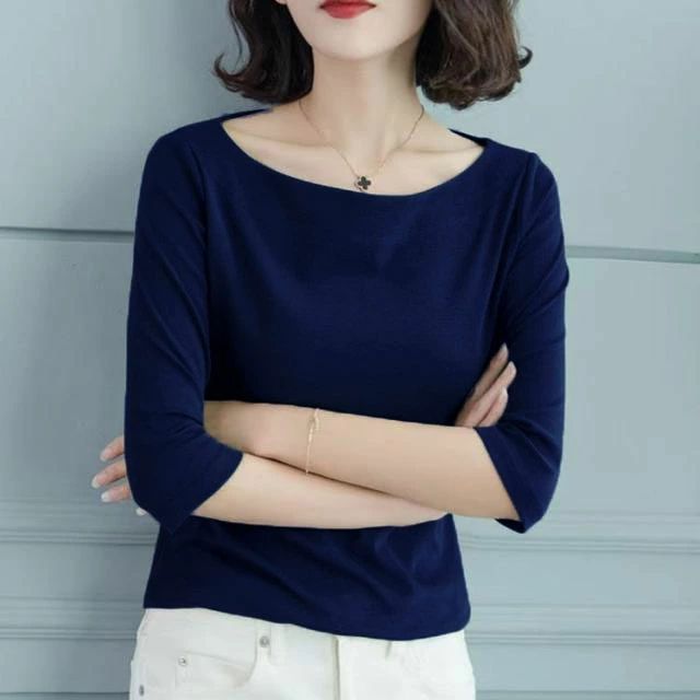 丸首 きれいめ Tシャツ 重ね着 丸首 インナー 重ね着 着?せ ロンT 七分袖tシャツ シンプル トップス 無地 七分袖 長袖カットソー カジュアル 大きいサイズ tシャツ 通勤 春 夏 shin821-10097762 匠shin サンプル画像2