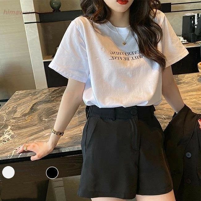 レディース Tシャツ お洒落 ゆったり カットソー ラウンドネック ゆったりTシャツ 半袖Tシャツ サラサラ
