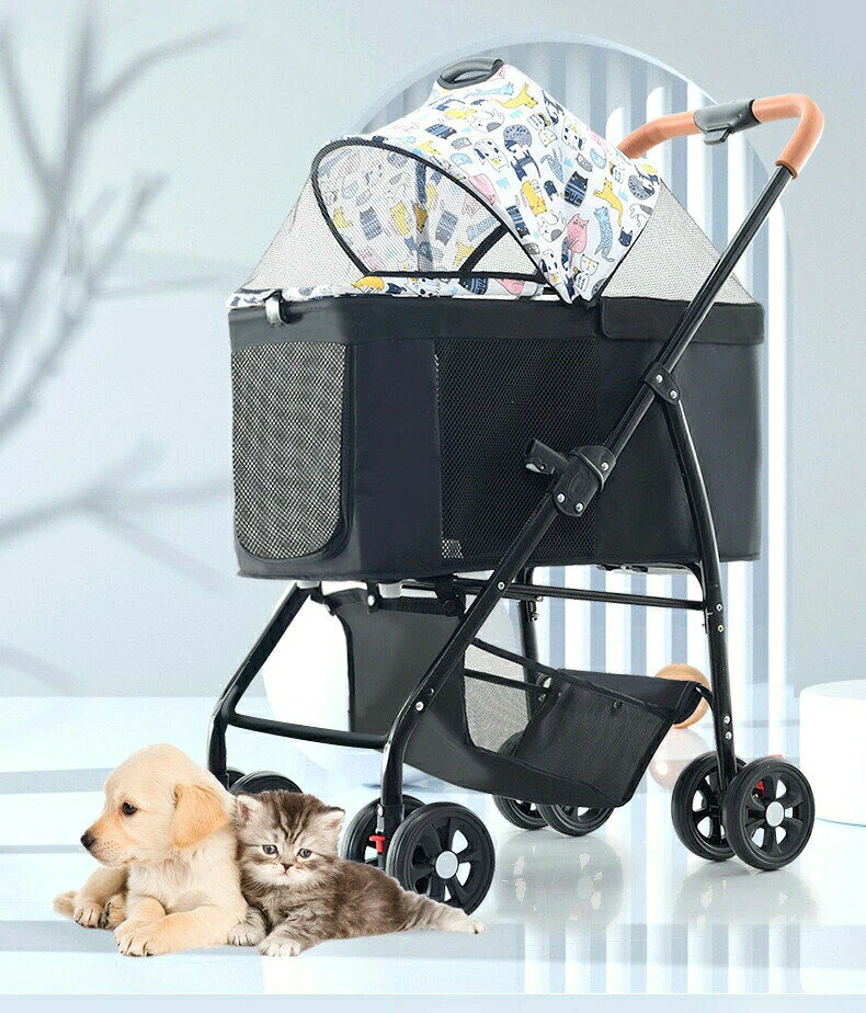 ペットカート ネコ柄 分離式 ブランド TATOYA 折りたたみ式 カート 犬兼用 2WAY 折...