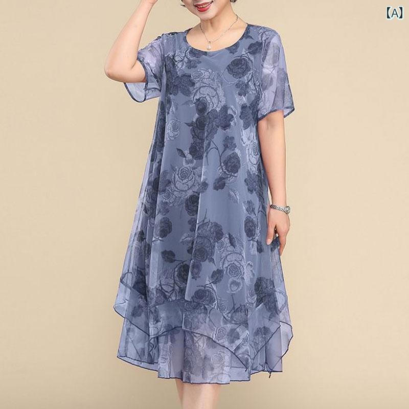 ワンピース ドレス スカート おしゃれ ファッション レディース ゆったり チャイナ風 花柄 大きいサイズ シースルー 半袖 夏 バラ ローズ 女性 モダン フレア shin821-10095493 匠shin サンプル画像2