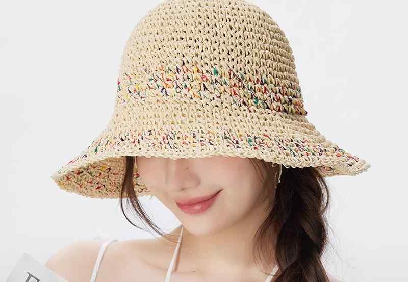 Rakuten - つば広ハット 帽子 麦わら帽子 ストローハット 女性用 レディース ベージュ ブラウン ブルー ピンク フラワー 畳める 日除け 日