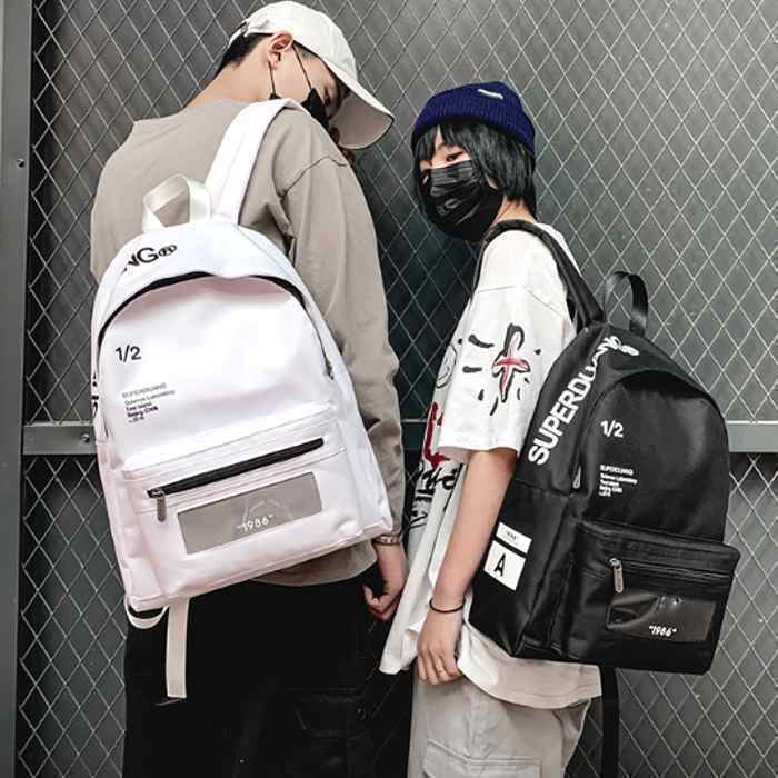 Rakuten - レディース メンズ 大容量 男女兼用 デイパック ナイロン 通学 通勤 A4 軽量 おしゃれ 韓国風 カジュアル 黒 白 黄 オ