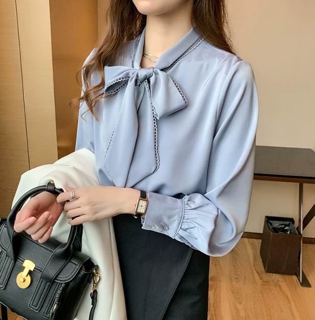 乐天商城 - ブラウス 袖あり 長袖 ボウタイ きれいめ 大人 上品 おしゃれ 大人可愛い 大人女子 こなれ感 クール モード系主役級 存
