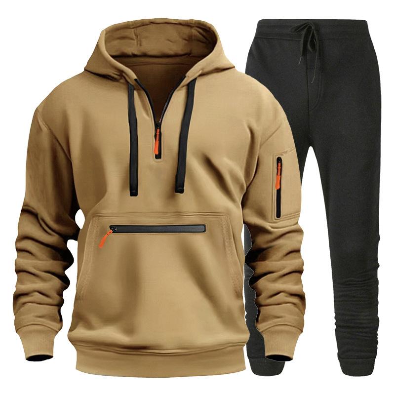 Parka - メンズ セットアップ 男性用 長袖 パーカー プルオーバー ジャージ 上下セット 運動着 部屋着 秋冬 ポリエステル 無