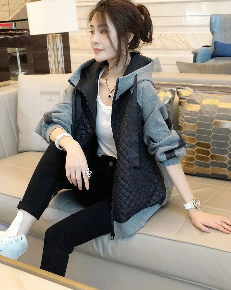 フード付き 切り替え シンプル ジッパー ジャケット レディース ファッション カジュアルコーデ 大人カジュアル プチプ