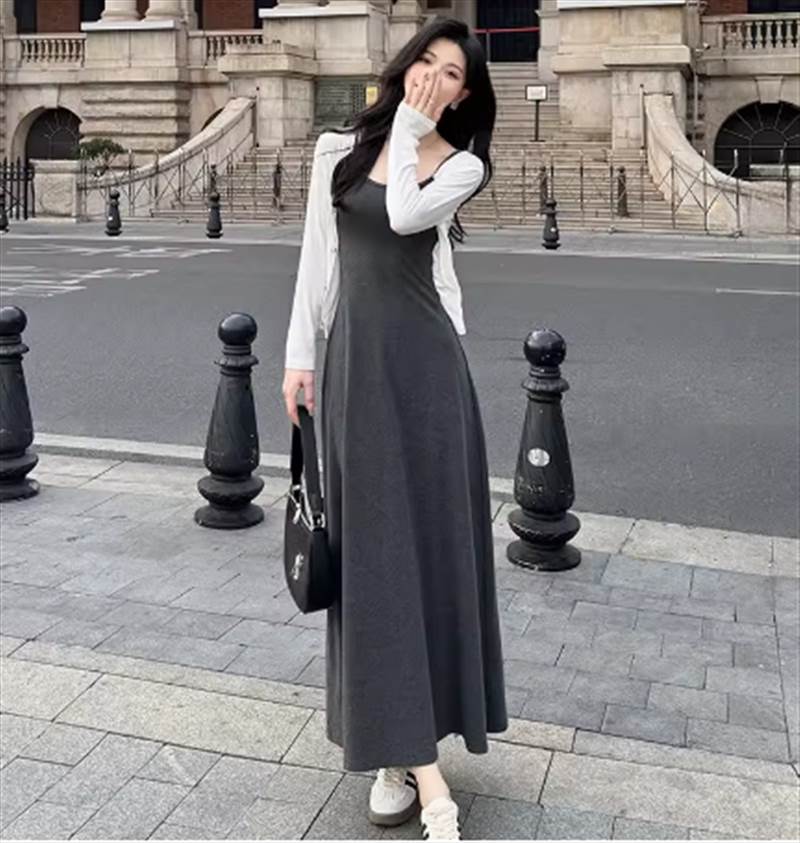 ロング 2SET 上品 存在感 キャミソールワンピース 学生 こなれ感 カーディガン 10代 お姉さん お出かけ 大人可愛い shin821-10051638 匠shin サンプル画像2