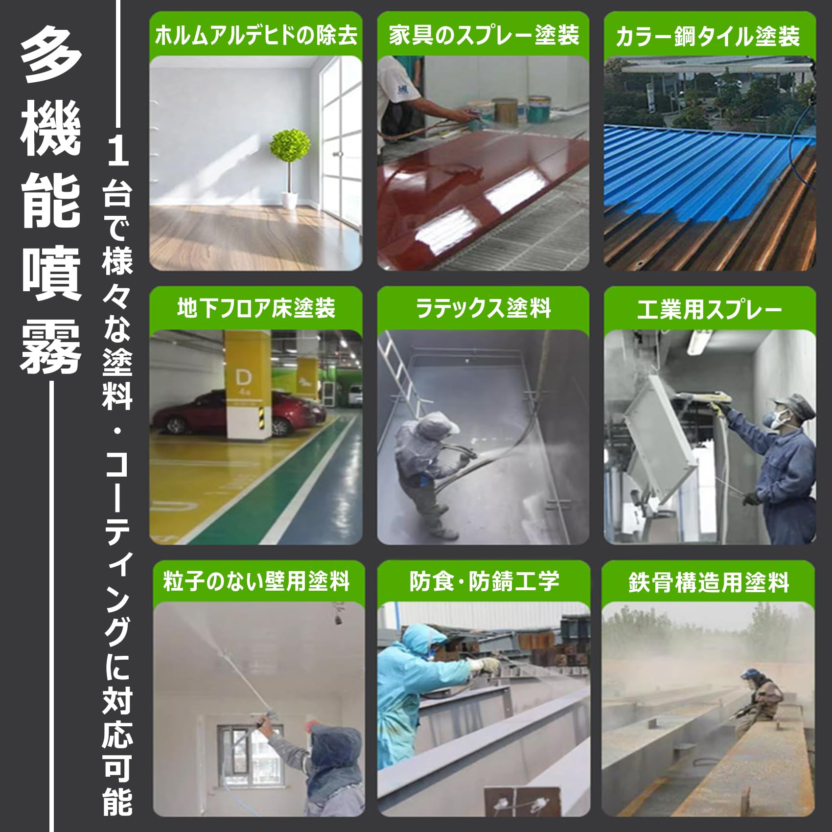 コードレススプレーガン エアレス充電式塗装ガン 延長ノズル付き 6ギア噴射量調整 ...