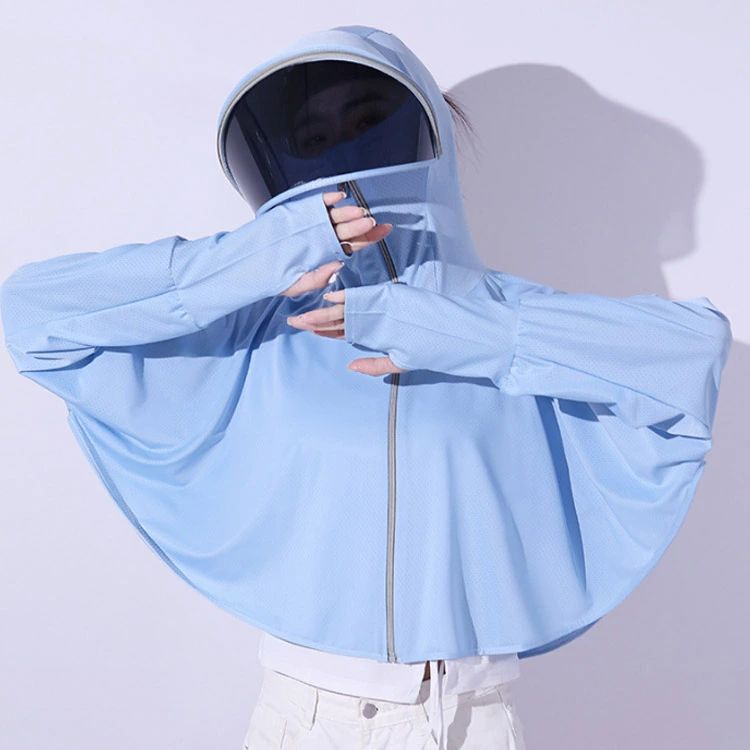 UVカット サンバイザー付き 長袖 フェイスカバー ラッシュガード レディース つば付き 薄手 日焼け止め 体型カバー 指穴付き フード付き UVカット 接触冷感 自転車 紫外線対策 通気性 アウトドア スポーツ