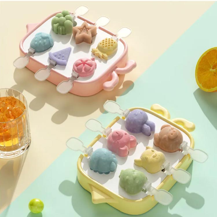 取りやすい 果物型 かわいい アイスキャンディー 2個セット 円盤受け皿 アイスクリ...