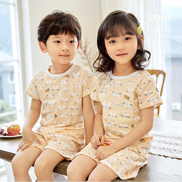 パジャマ キッズ ジュニア 半袖 女の子 男の子 セットアップ 綿 かぶり ショートパ...