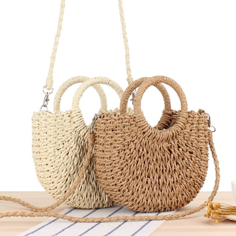 Handbag Type - レディース カゴバッグ ストローバッグ 草編みバッグ お花付き 人気 2way レディース ハンドルバック ショルダーバッグ 大容量