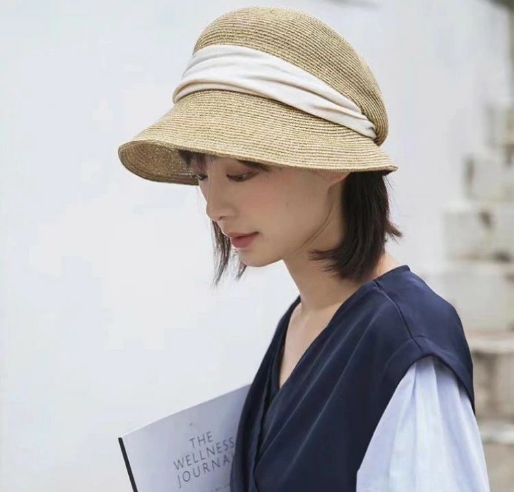 Straw Hat - 春夏の新しいモデルの麦わら帽子女性の砂浜の日焼け止め日差しを遮る漁夫の盆帽子日本系の百は組んで紙のわら編みの帽子を持ちま
