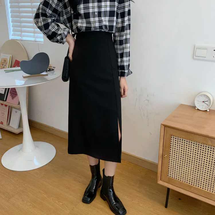無地 春夏 スカート スリット入り ロングスカート 大きいサイズ タイトスカート ハイウエスト 通勤 ビジネス フォマール 秋冬 レディース 仕事用 黒 オフィス 就活 ボトムス shin821-10065560 匠shin サンプル画像3