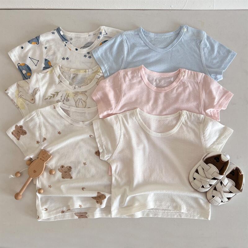送料無料 ベビー服 Tシャツ カットソー 夏用 半袖 純色 涼しい 薄手 女の子 男の子 赤ちゃん 寝冷え防止 着心地良い 冷房対策