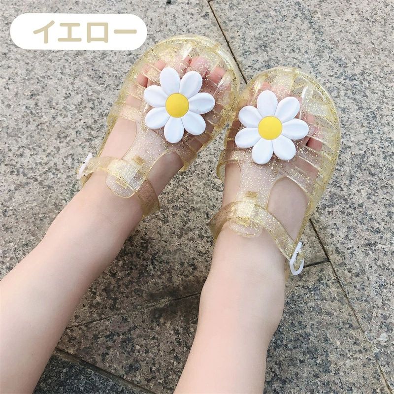 キッズサンダル 女の子 夏 可愛い クリア キッズシューズ 韓国風 ベビー サンダル ...