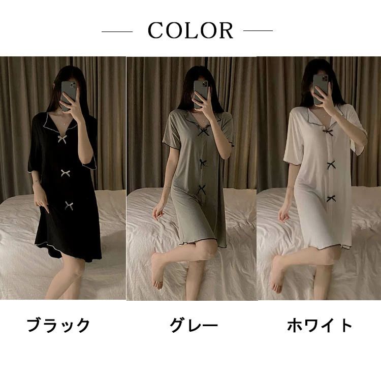 パジャマ レディース 春夏 ルームワンピース ルームウェア パッド付き カップ付き ...
