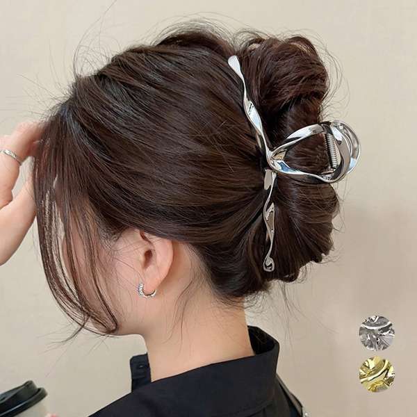 ジ 大人女性 可愛い まとめ髪 韓国ファッション雑貨 韓流 髪留め上品 結婚式演奏会謝恩会 ワニクリップ発表会 ゴールド シルバー