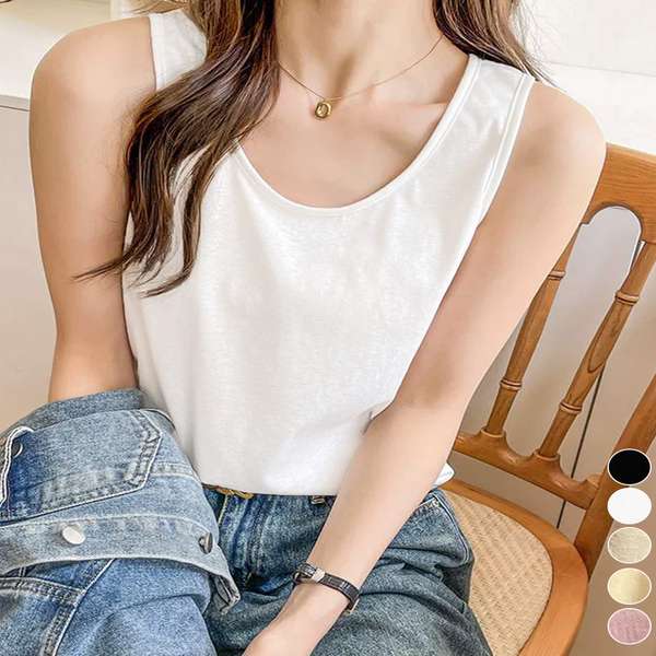 トップシンプル 着回しインナートップス 大人カジュアル春夏服薄手 細見えトップス快適 通気性タンクトップ 定番インナー着やせ