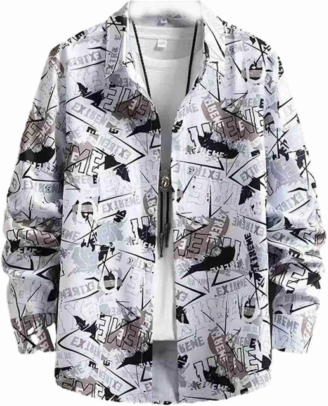 韓国風 折り襟シャツ 春 気持ちいい 速乾通気 ワイド シャツジャケット カジュアルシャツ 長袖 夏服 英字柄プリント 吸汗 秋服