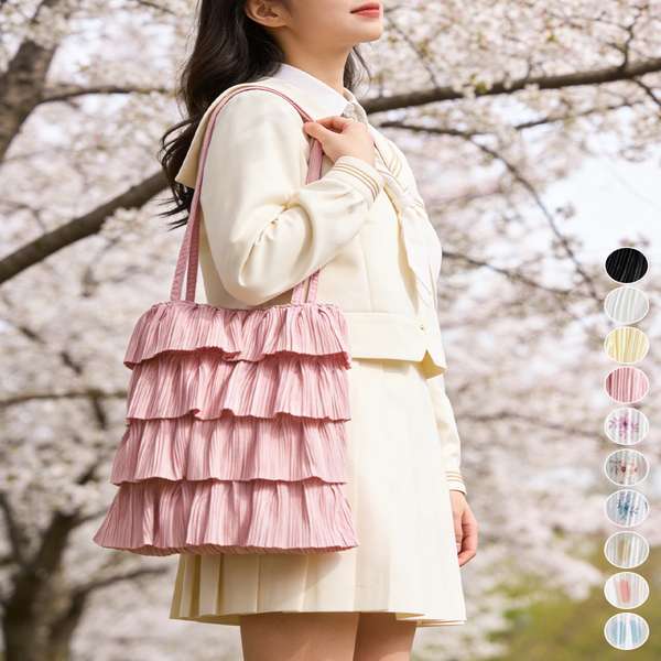 Rakuten - バッグ 大容量 韓国風バッグ おしゃれ 女性 ティアードバッグ 軽量 スクエアバッグ縦型 軽やかなドット柄鞄 サブバッグ通勤通学