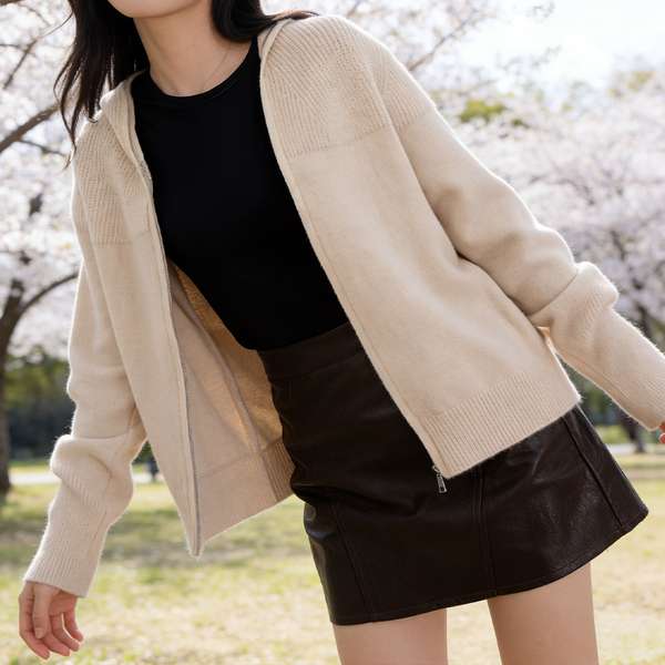 Rakuten - ニットトップス 着回し 前開き ニットウェア ゆったり ニットアウター シンプルゆるカーデ 無地中厚手通学通勤 体型カバーニット