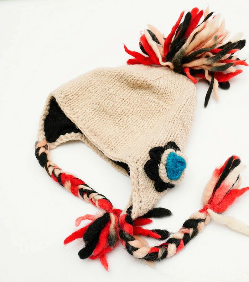 1点もの レディース 秋冬 秋 冬 ネパール製 エスニック アジアン ボヘミアン ハンドメイド 毛糸 ニット あったか レッニット帽子