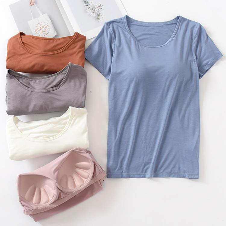 カップ付きTシャツ レディース Tシャツ インナー トップス 半袖tシャツ 締め付けな...