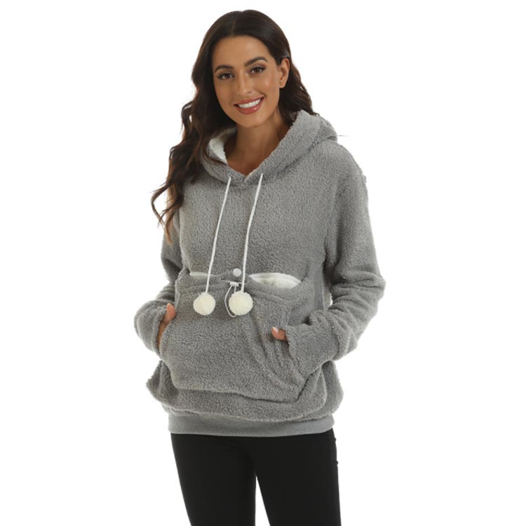 猫 パーカー 抱っこ ポケット ボアフリース 猫耳パーカー カンガルー パーカー ポケット 小動物 子犬 フード付き レディース メ