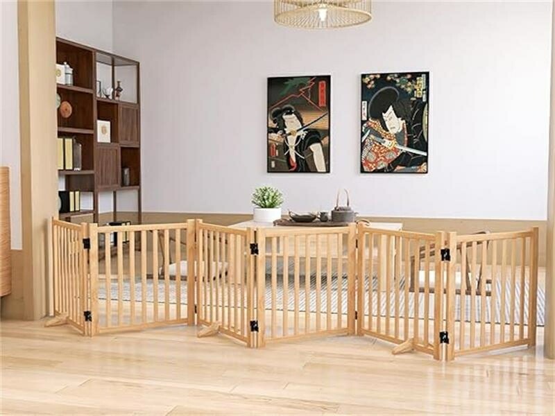 木製ペットゲート 家用 自立式 ドッグゲート 戸口/階段/木製 折り式バリア 犬 柵 犬 ゲート ペット用 ..