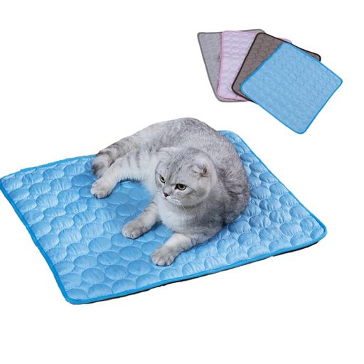 ペットマットひんやりクールマット接触冷感冷却涼感接触冷感洗える冷感マット犬猫(S:50x40cmブルー)