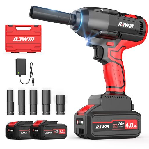 NAWIN20V充電式インパクトレンチ600N・m超高出力ブラシレスモーター搭載4.0Ahバッテリー2個付き車両整..