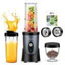 MOOKALIFEミキサー小型【20品レシピ付&2つボトル550ML+300ML】スムージージューサー氷も砕ける450Wハイパワーコーヒーミルブレンダー栄養補充...