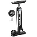 MOHEGIA自転車空気入れ:デジタルエアポンプ-仏式/米式/英式バルブ対応-数字表示デジタル圧力計-ブラック
