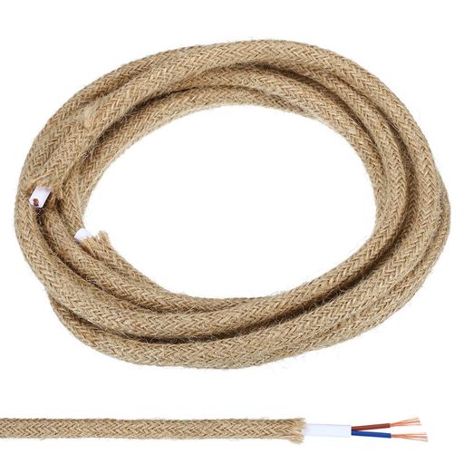 PATIKILファブリック布カバーラウンドワイヤー3M18AWG2コアヴィンテージ編み電気コードペンダントライトDIYプロジェクト用リネン