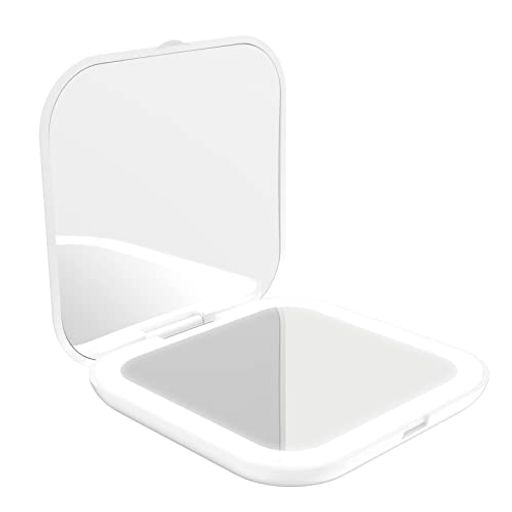 多摩電子工業PermierBeautyコンパクトミラーLEDライト折りたたみ2面ミラー等倍2倍拡大鏡 ...