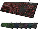 ARTECKUSB有線ワイヤーキーボード7色バックライト搭載明るさ変更フルサイズ6フィート(約1.8メートル)コードテンキー付きコンピューター、デスクトップ、PC、ラップトップ、WINDOWS11/10/8/7と…(2)