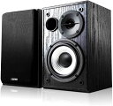 EDIFIERR980Tアクティブブックシェルフスピーカーシステム2RCA入力24RMSAUX接続ケーブル付き2.0アンプ内蔵-0.5インチ・トゥイーターと4インチ・ウーファー-黒(2)