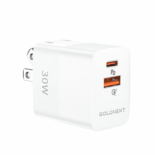 GOLDNEXT30WPD2ポート急速充電器TYPE-C折りたたみ式高速充電器ケーブル付きタイプCPSE技術基準適合/PD3.0/QC3.0/PPS規格対応(USB-A&USB-C)ACアダプター GOLDNEXT30WPD2ポート急速充電器TYPE-C折りたたみ式高速充電器ケーブル付きタイプCPSE技術基準適合/PD3.0/QC3.0/PPS規格対応(USB-A&USB-C)ACアダプター