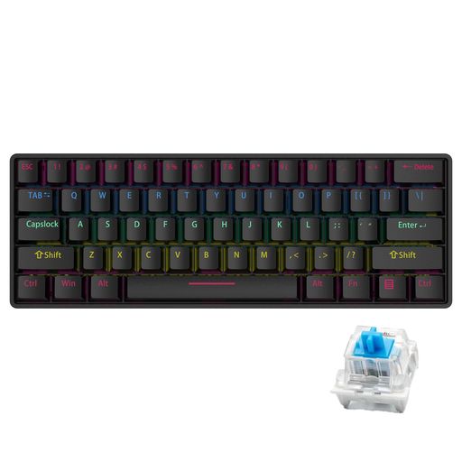 メカニカルキーボード機械式ゲーミングキーボード61キーBLUETOOTH無線USB有線青軸防水充電式LEDバックライトオフィス/ゲーミング用英語配列日本語取扱説明書(黒色青軸) メカニカルキーボード機械式ゲーミングキーボード61キーBLUETOOTH無線USB有線青軸防水充電式LEDバックライトオフィス/ゲーミング用英語配列日本語取扱説明書(黒色青軸)