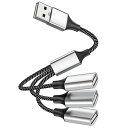 USBスプリッタYケーブル、USBA1オスから3メスへ拡大するナイロン製変換ケーブル、XBOXONE、PS5、用3USBポート延長ハブデータ充電器(2)