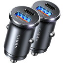 LISEN2セットシガーソケットusbシガーソケットusb-cPD36W&QC3.0対応シガーソケット急速充電【ミニデザイン/全金属/耐久性】2ポート車充電器シガーソケット12V/24V車対応シガーソケット増設iPhone