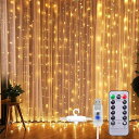 LEDカーテンライトジュエリーライトフェアリーライトイルミネーションカーテン3m*3m300led電球USB給電式8点滅パターン室内遠くからでもカンタン操作ストリングスリモコン操作カーテン飾り…
