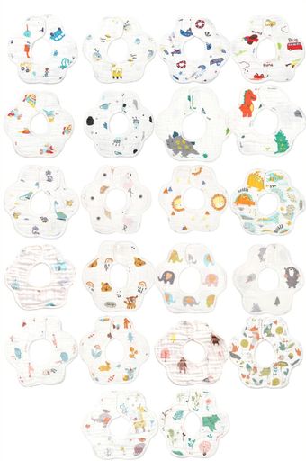 [SWEETYLOVE]ベビースタイ8重ガーゼ急速吸水360度回転よだれかけ赤ちゃんエプロン食事用花びら型(RANDO..