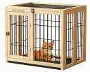 ペットケージ小型犬猫ハウス室内用折りたたみ省スペース屋根付脱走防止組み立て不要猫舎多頭飼い木制ペットサークルトレー付きお手入れ簡単(M)